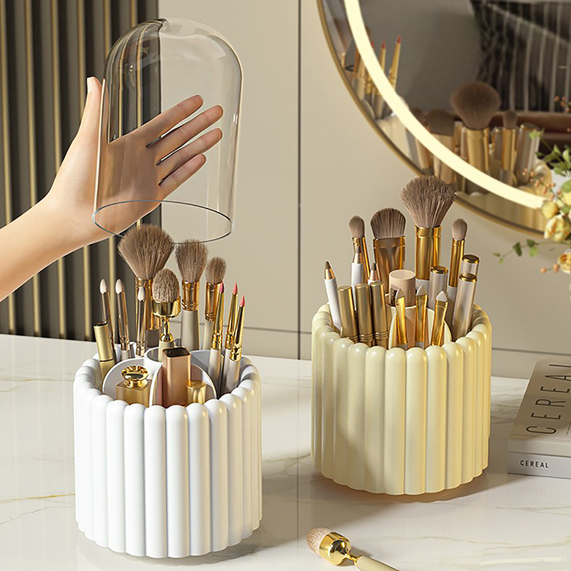 Beauty Makeup Box Set - 360° Rotating Makeup Brushes Holder With