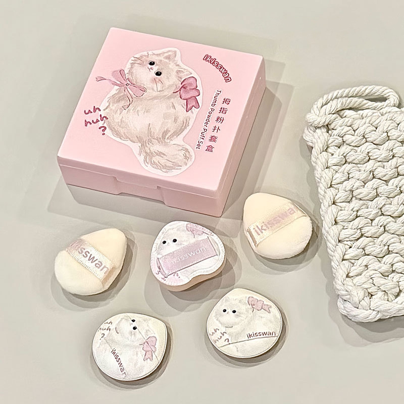 5Pcs Cute Mini Finger Puff Set - Beauty Makeup Box Set recension och pris