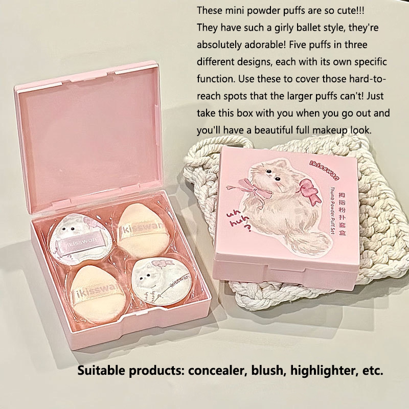 5Pcs Cute Mini Finger Puff Set - Beauty Makeup Box Set recension och pris
