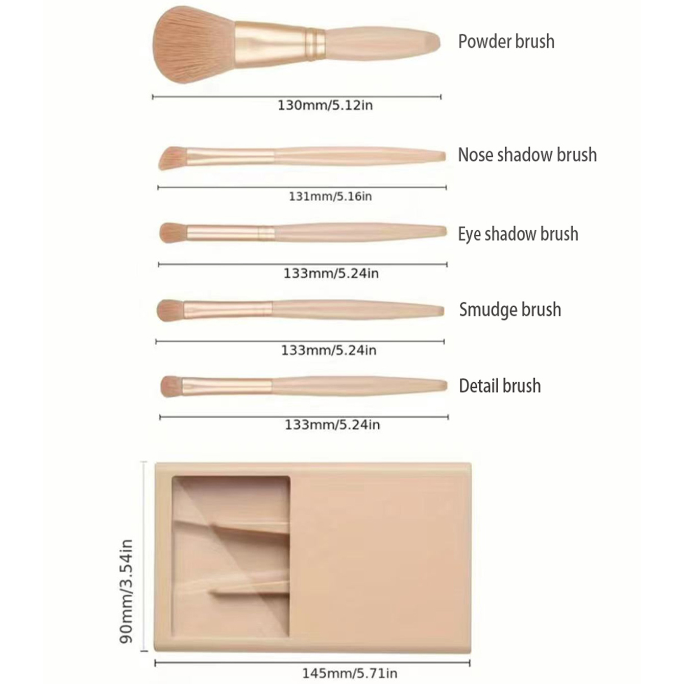 5pcs Cosmetic Brush Kit With M - Beauty Makeup Box Set recension och pris